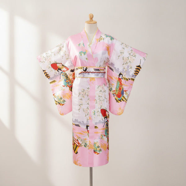 Kimono Japonais Traditionnel Femme en Satin Polyester - Taille Unique
