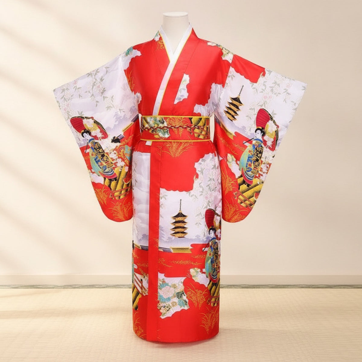 Kimono Japonais Traditionnel Femme en Satin Polyester - Plusieurs Couleurs
