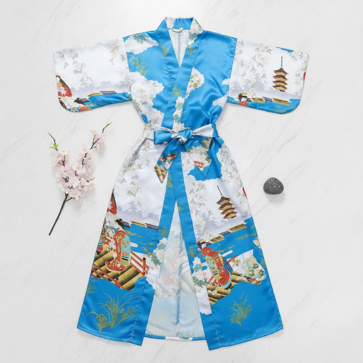Kimono Japonais Traditionnel Femme en Satin Polyester - Taille Unique