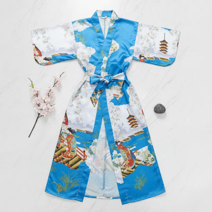 Kimono Japonais Traditionnel Femme en Satin Polyester - Taille Unique
