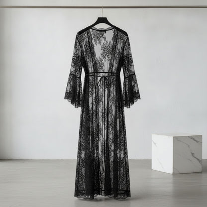 Kimono Long en Dentelle pour Femme - Style Sexy et Élégant