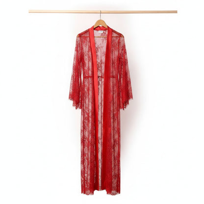 Kimono Long en Dentelle pour Femme - Style Sexy et Élégant