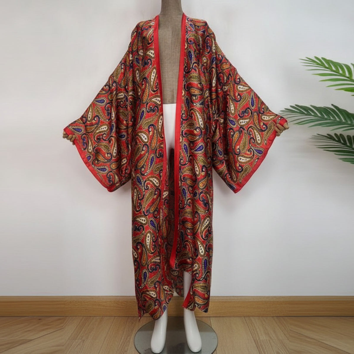 Kimono Long Femme Bohème Imprimé Polyester Léger