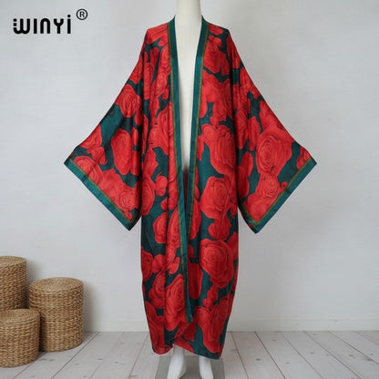 Kimono Long Bohème Imprimé Polyester Femme - Style Jeune