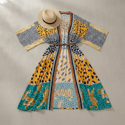 Kimono Long Léopard Bohème Femme LORYLEI - Taille Unique