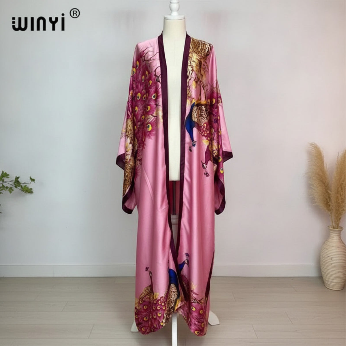 Kimono Long Bohème Imprimé Polyester Femme - Style Léger