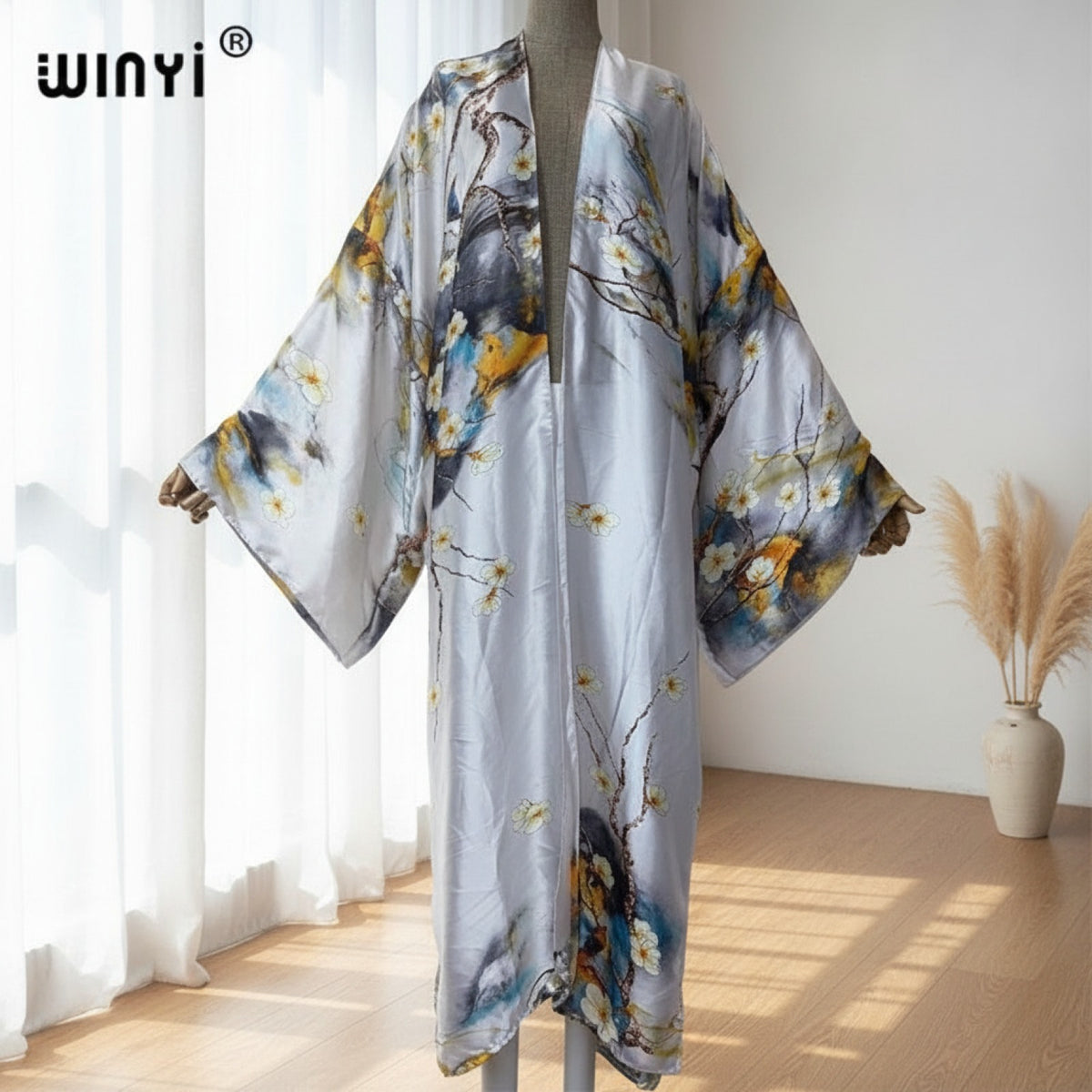Kimono Long Bohème Imprimé Polyester Femme - Style Été 2024