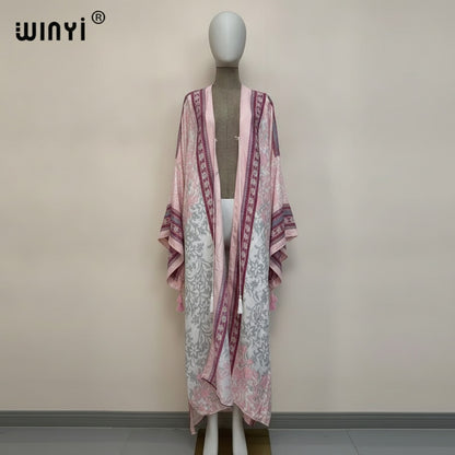 Kimono Long Bohème Femme Imprimé Fleuri - Style Été Léger