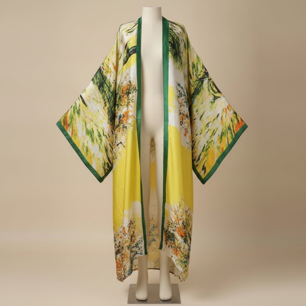Kimono Long Bohème Imprimé Polyester Femme - Style Jeune