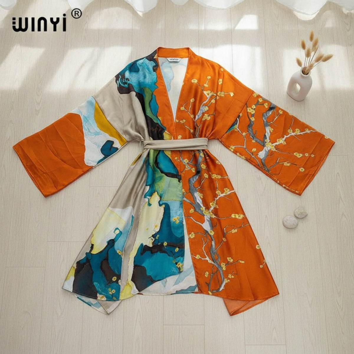 Kimono Long Bohème Imprimé Polyester Femme