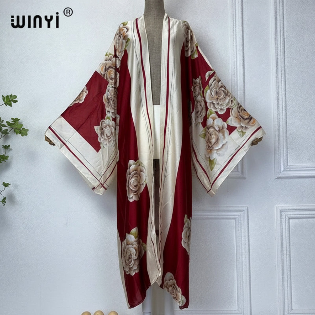 Kimono Long Bohème Imprimé Polyester Femme - Style Été Léger