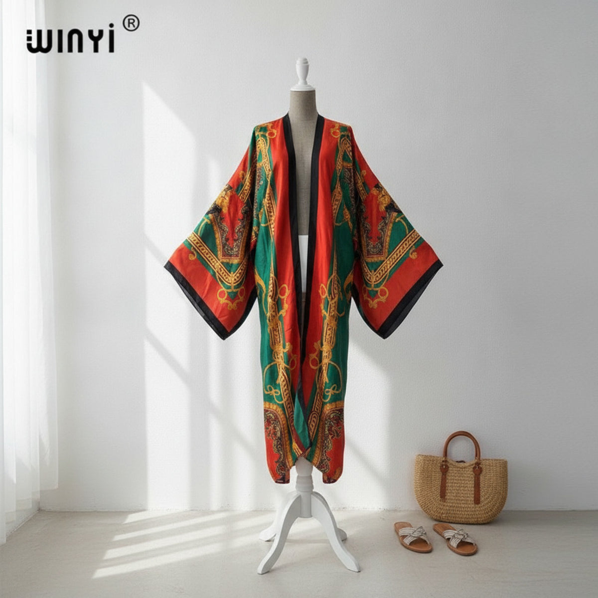 Kimono Long Imprimé Bohème Femme - Style Léger et Fleuri