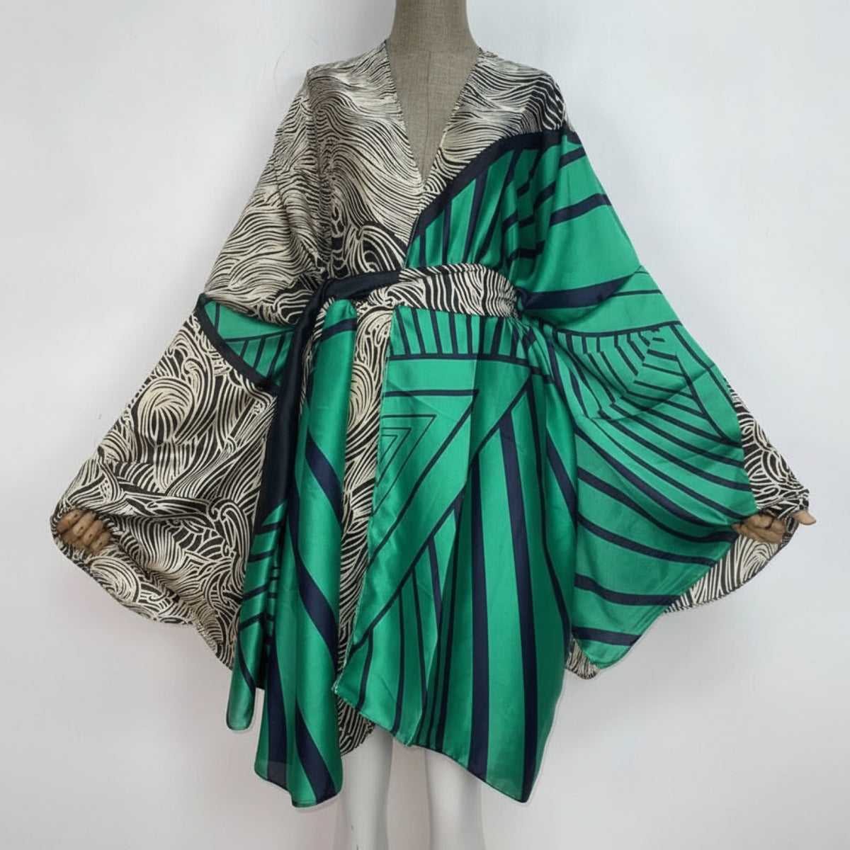 Kimono Long Fleuri Bohème Femme - Polyester Imprimé Léger