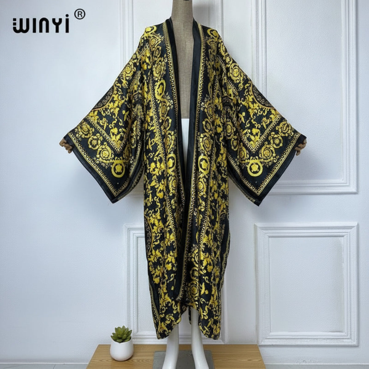Kimono Long Bohème Imprimé Polyester Femme - Style Été Léger