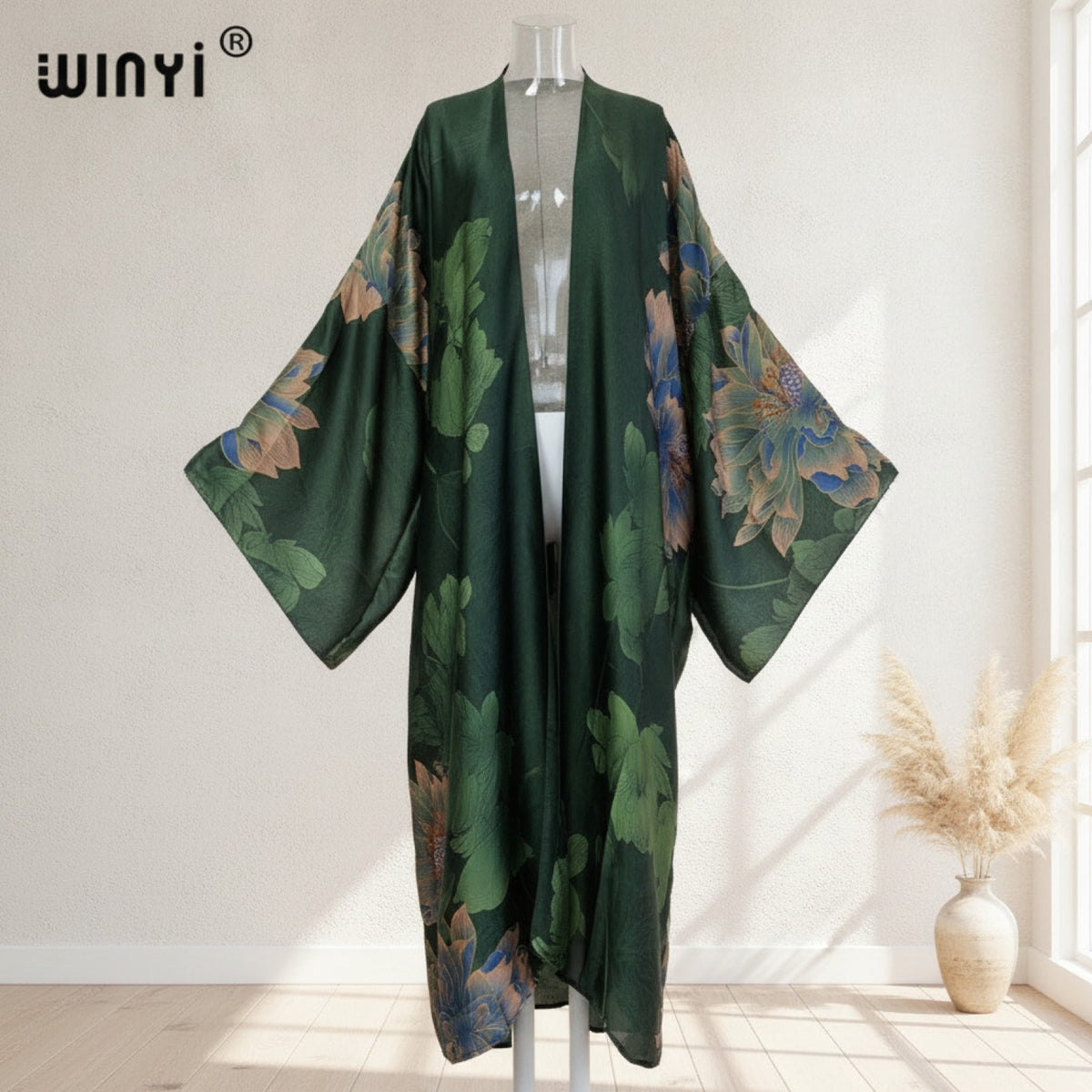 Kimono Long Bohème Imprimé Polyester Léger pour Femme