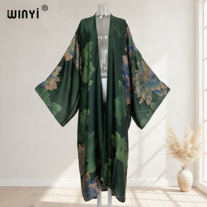 Kimono Long Bohème Imprimé Polyester Léger pour Femme