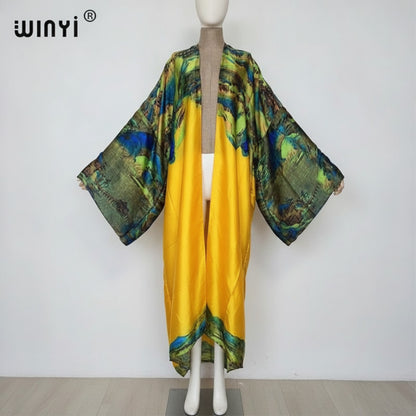 Kimono Long Femme Imprimé Style Bohème Léger Polyester