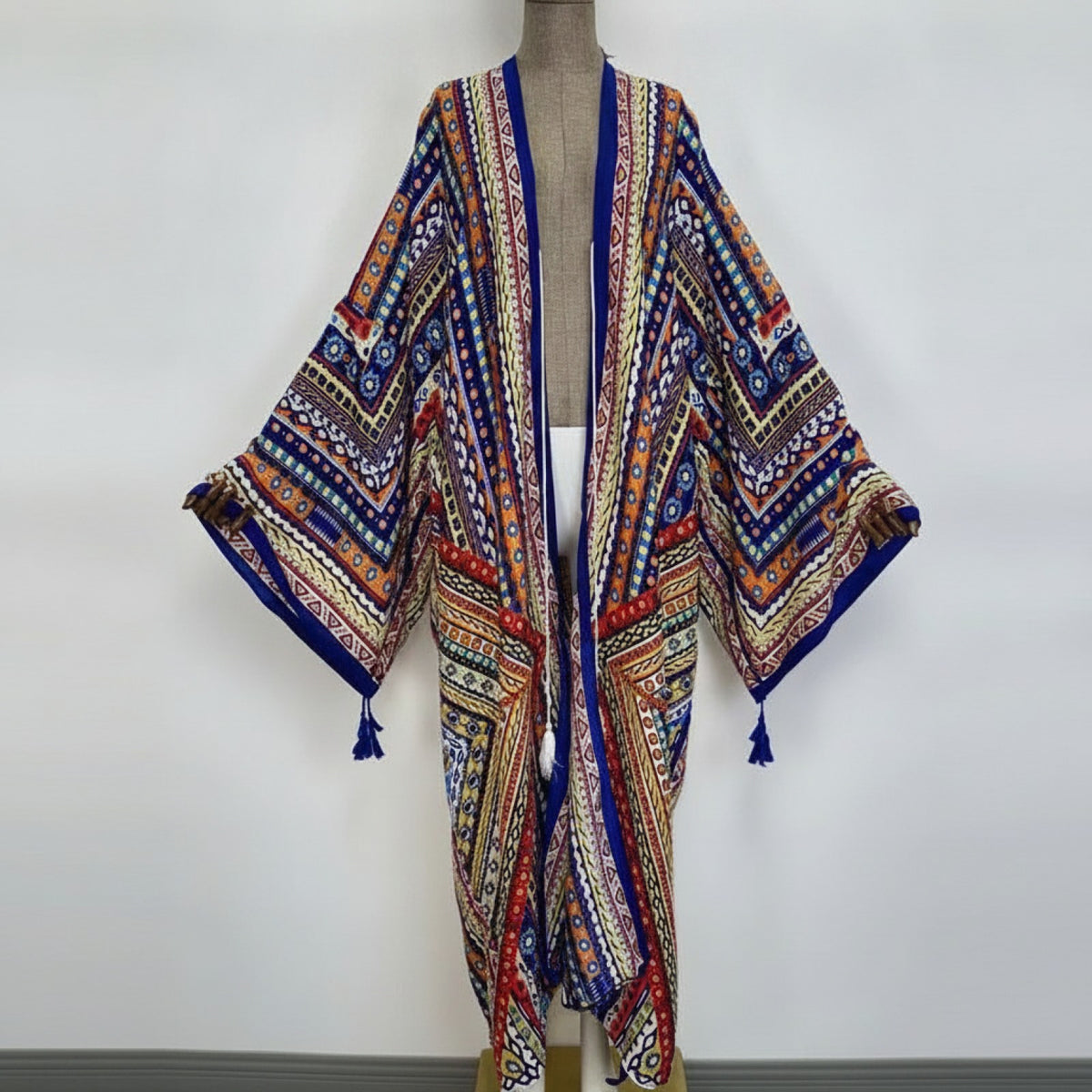 Kimono Long Bohème Femme Imprimé Ethnique - Style Bohémien Léger