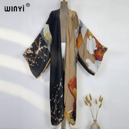 Kimono Long Bohème Imprimé Polyester - Taille Unique