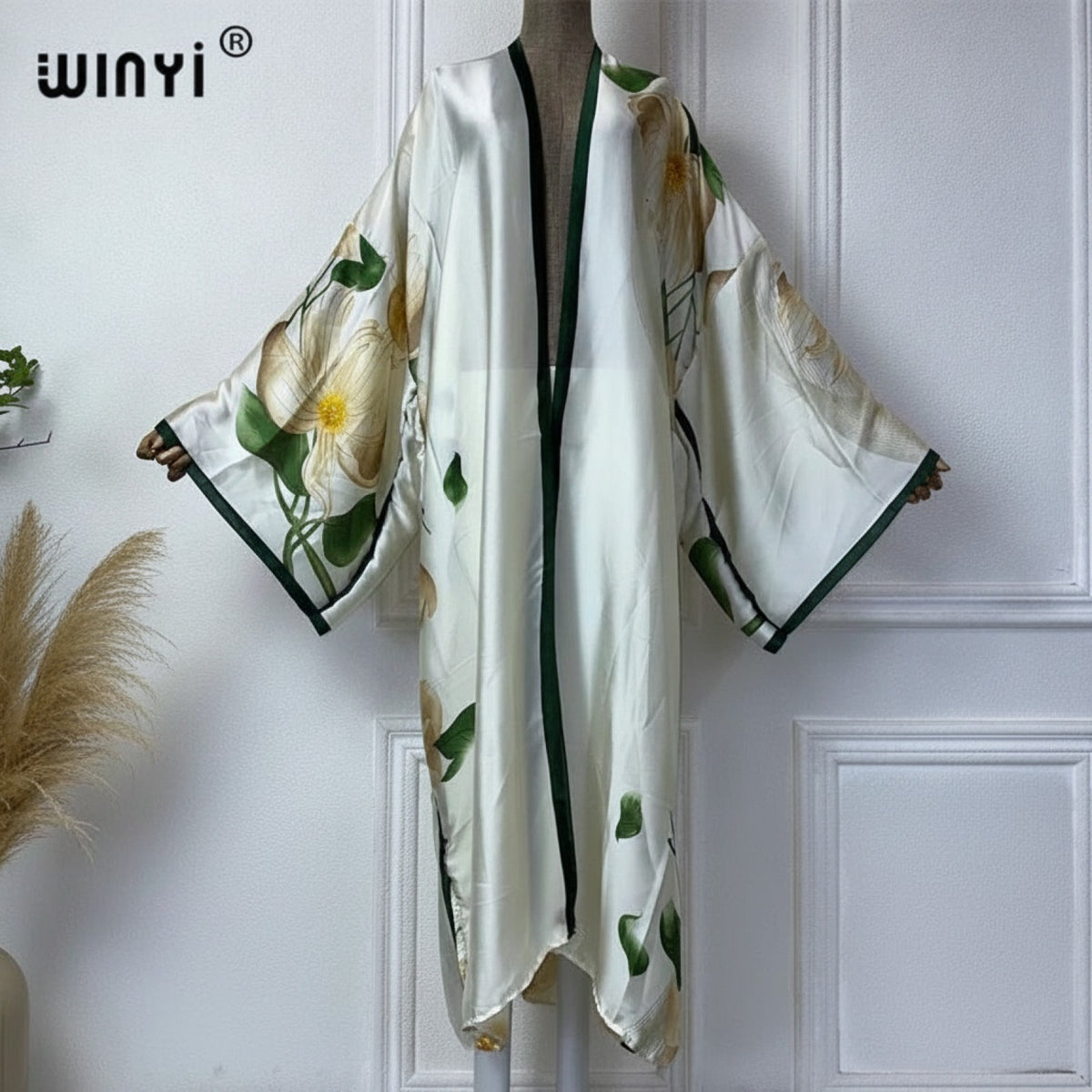 Kimono Long Bohème Imprimé Polyester Femme - Style Léger et Fleuri