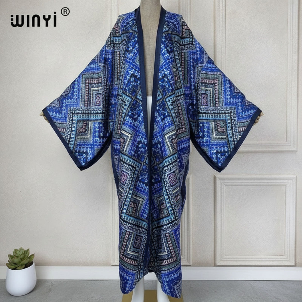 Kimono Long Bohème Imprimé Polyester Femme