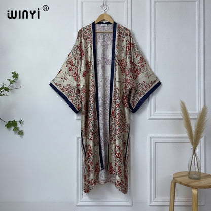 Kimono Long Bohème Imprimé Polyester Femme - Style Léger & Fleuri