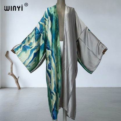 Kimono Long Bohème Imprimé Polyester Femme - Style Young