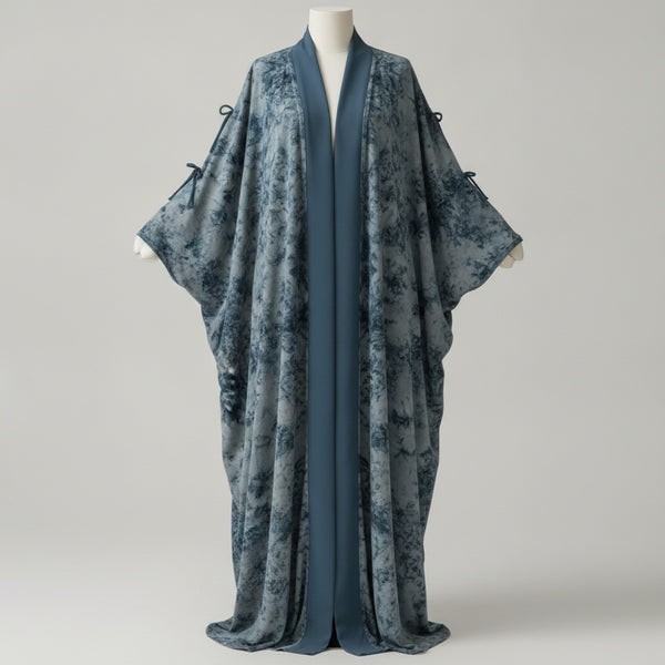 Kimono Long Abaya Femme Style Casual Polyester Bleu Taille Unique