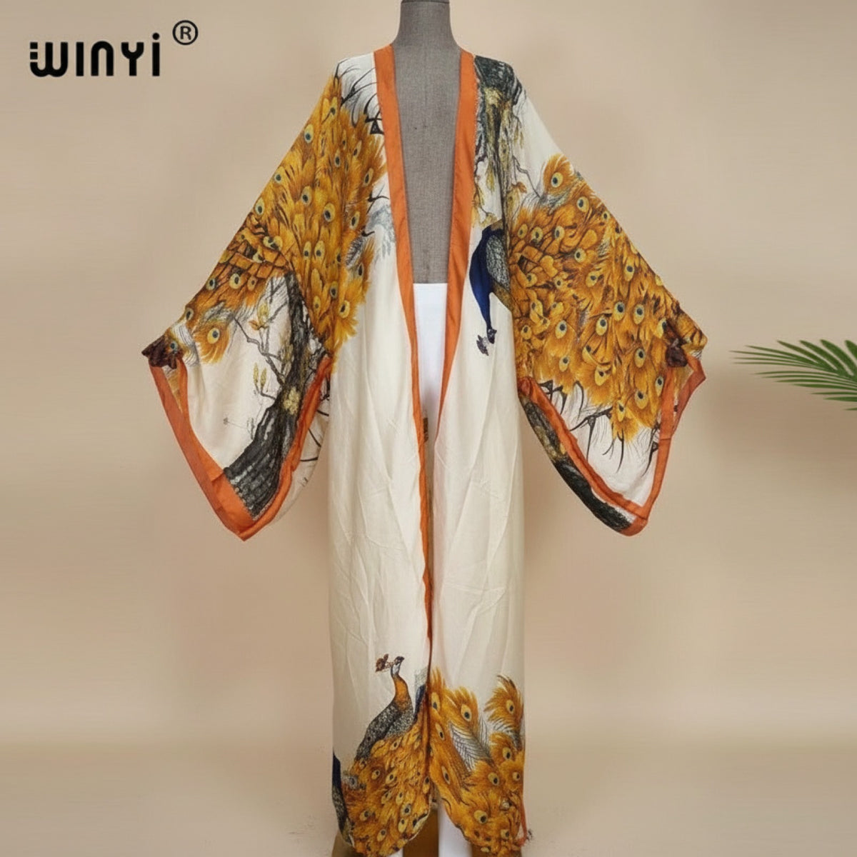 Kimono Long Bohème Imprimé Polyester Femme - Style Léger et Ethnique