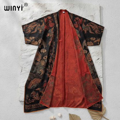 Kimono Long Bohème Imprimé Polyester Femme - Style Été 2024