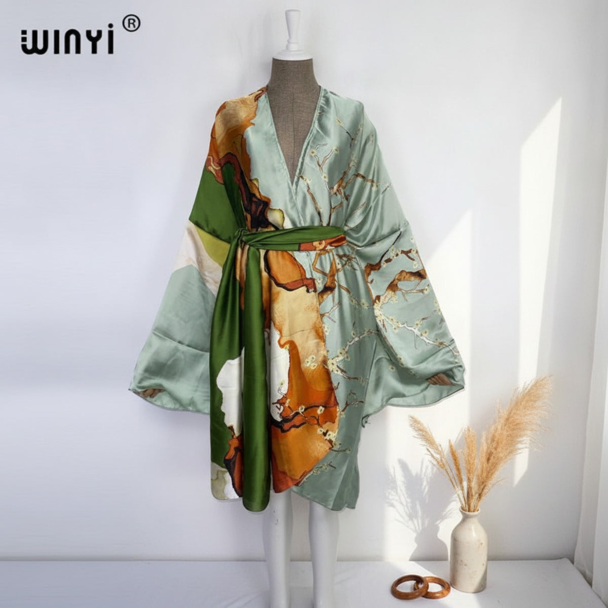 Kimono Long Bohème Imprimé Polyester Femme