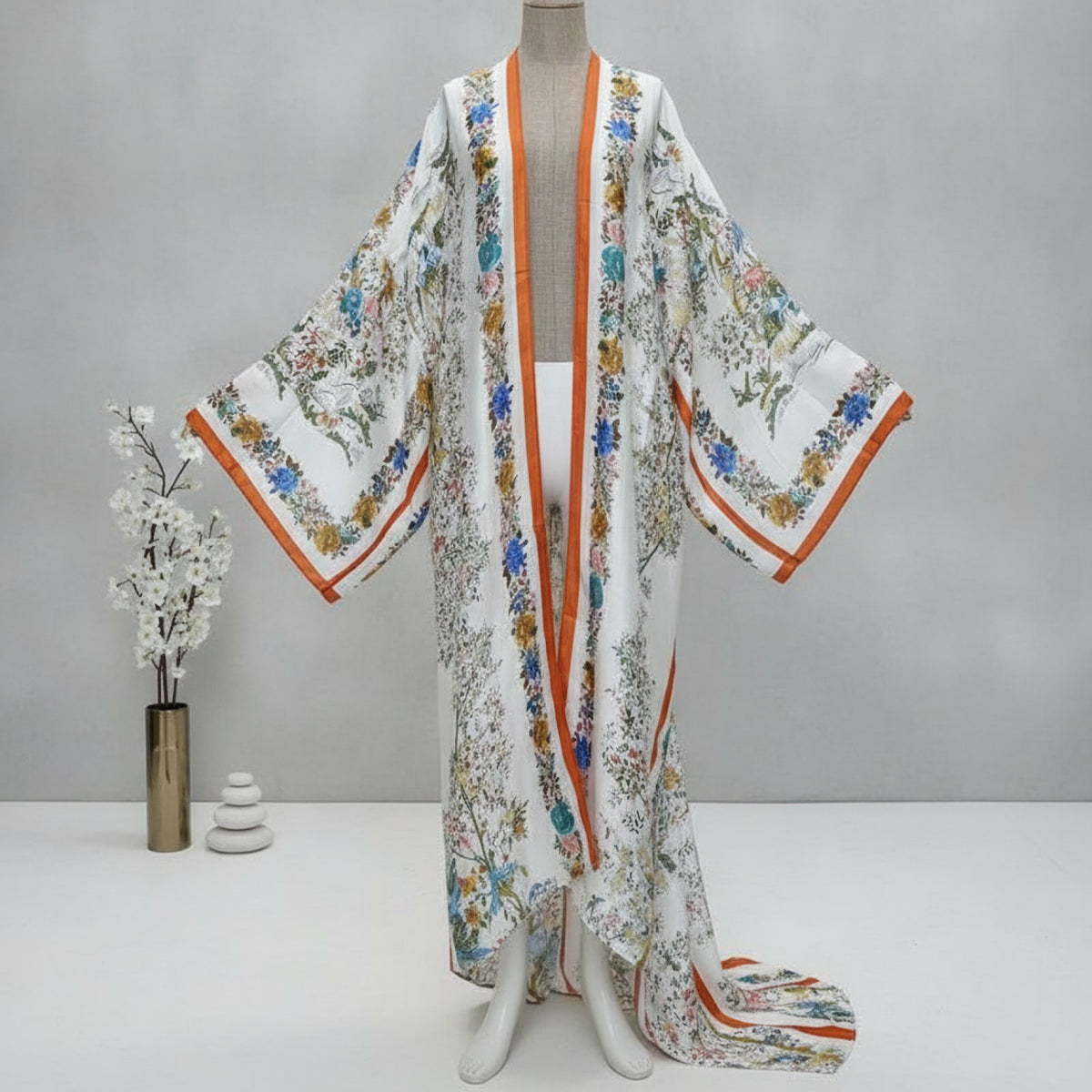 Kimono Long Bohème Imprimé Femme - Style Léger et Fleuri