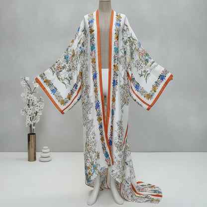 Kimono Long Bohème Imprimé Femme - Style Léger et Fleuri