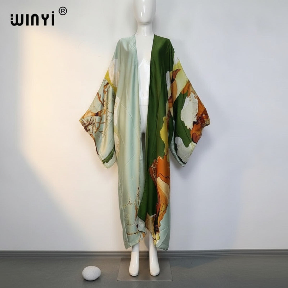 Kimono Long Bohème Imprimé "Silk Feeling" Femme - Polyester