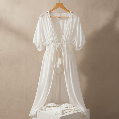 Kimono Long en Crochet pour Femme - Style Élégant et Léger