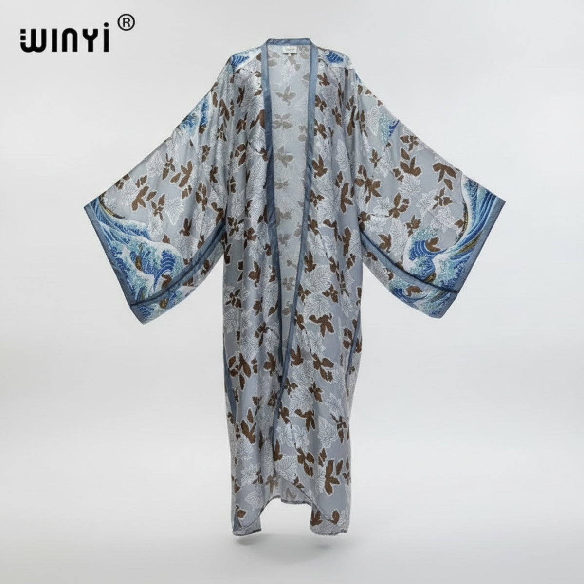 Kimono Long Bohème Imprimé Polyester Femme - Style Léger et Fleuri