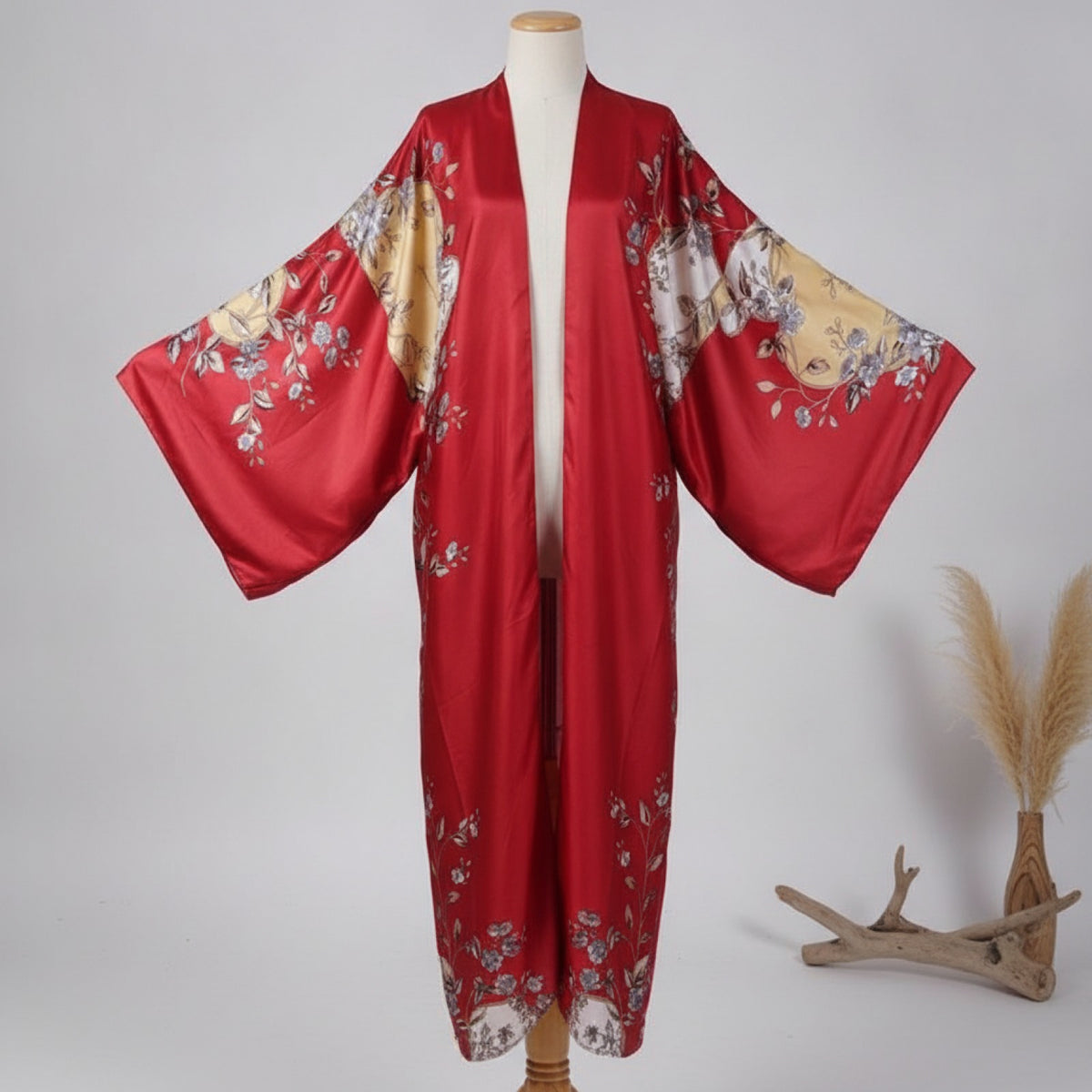 Kimono Long Bohème Imprimé Polyester Femme - Style Léger et Fleuri