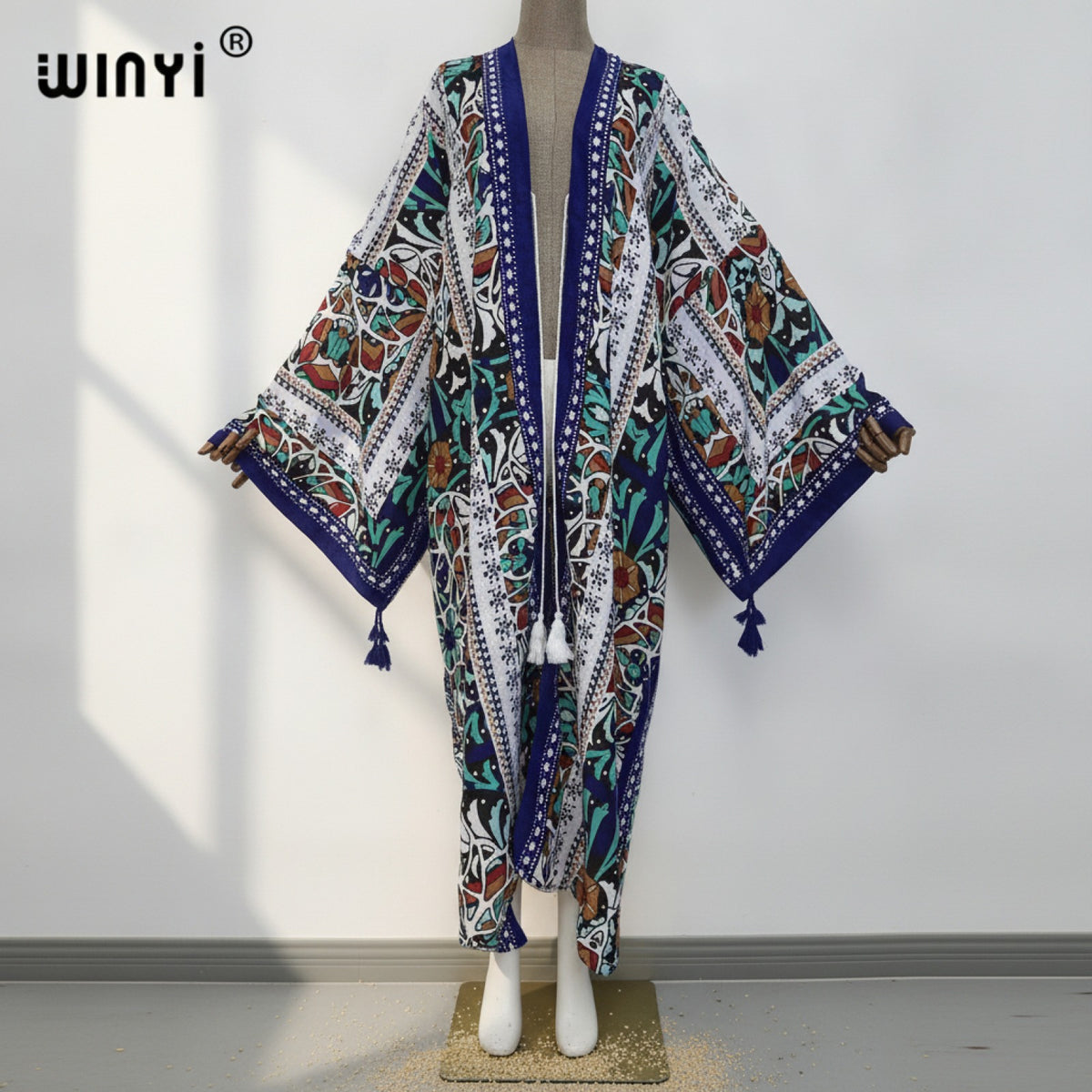 Kimono Long Bohème Femme Imprimé Fleuri Style Ethnique