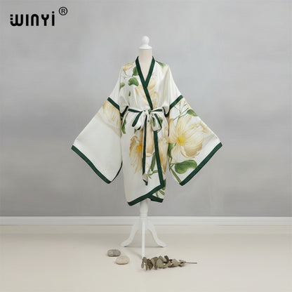 Kimono Mi-long Bohème Imprimé Polyester Femme