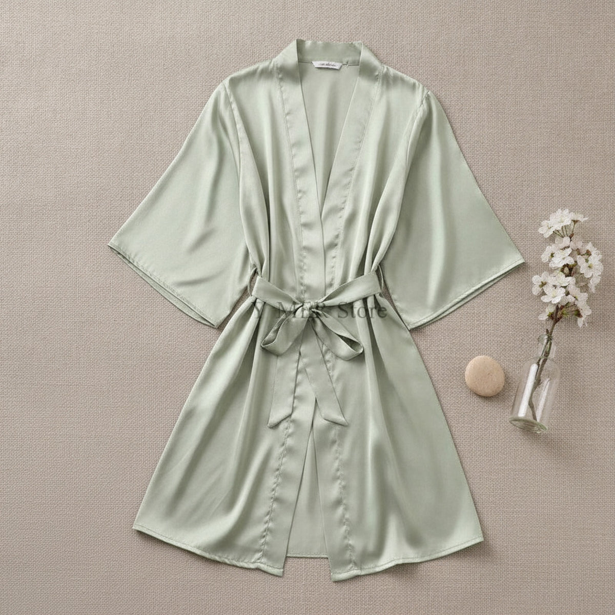Kimono Mi-long en Satin pour Femme - Style Élégant et Léger