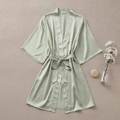 Kimono Mi-long en Satin pour Femme - Style Élégant et Léger