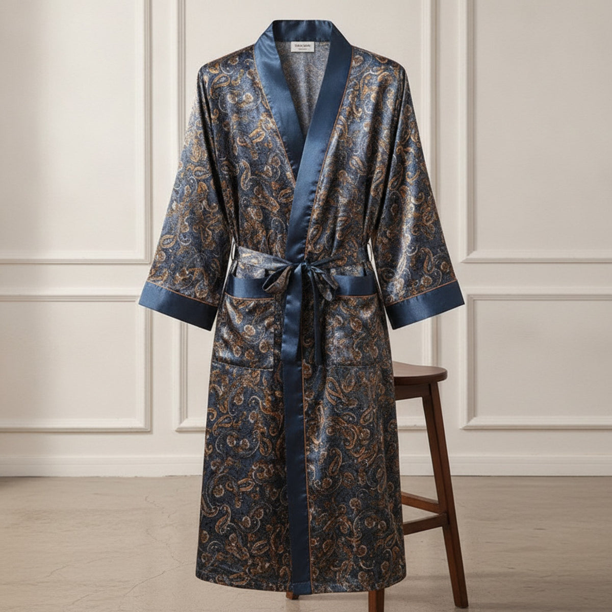 Kimono Mi-long Homme en Satin Imprimé - Confort & Style