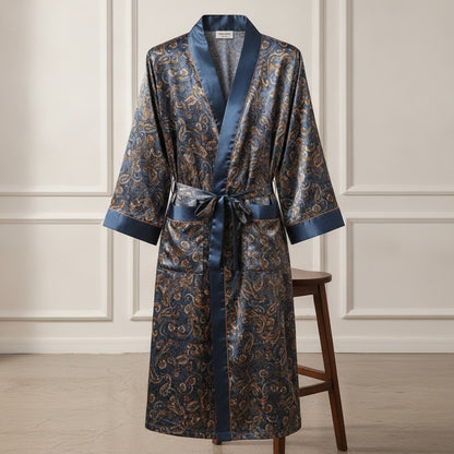 Kimono Mi-long Homme en Satin Imprimé - Confort & Style