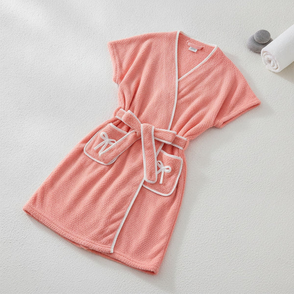 Kimono Peignoir Femme Doux et Absorbant en Polaire Corail