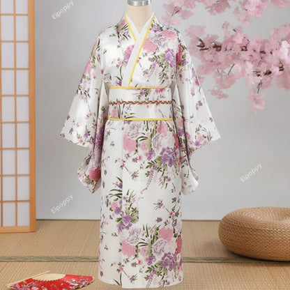 Kimono Traditionnel Fille Polyester Manches Longues