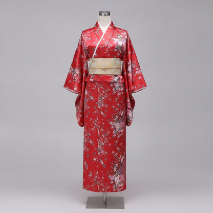Kimono Femme Traditionnel Satiné Long Manches Trois-Quarts - Taille Unique