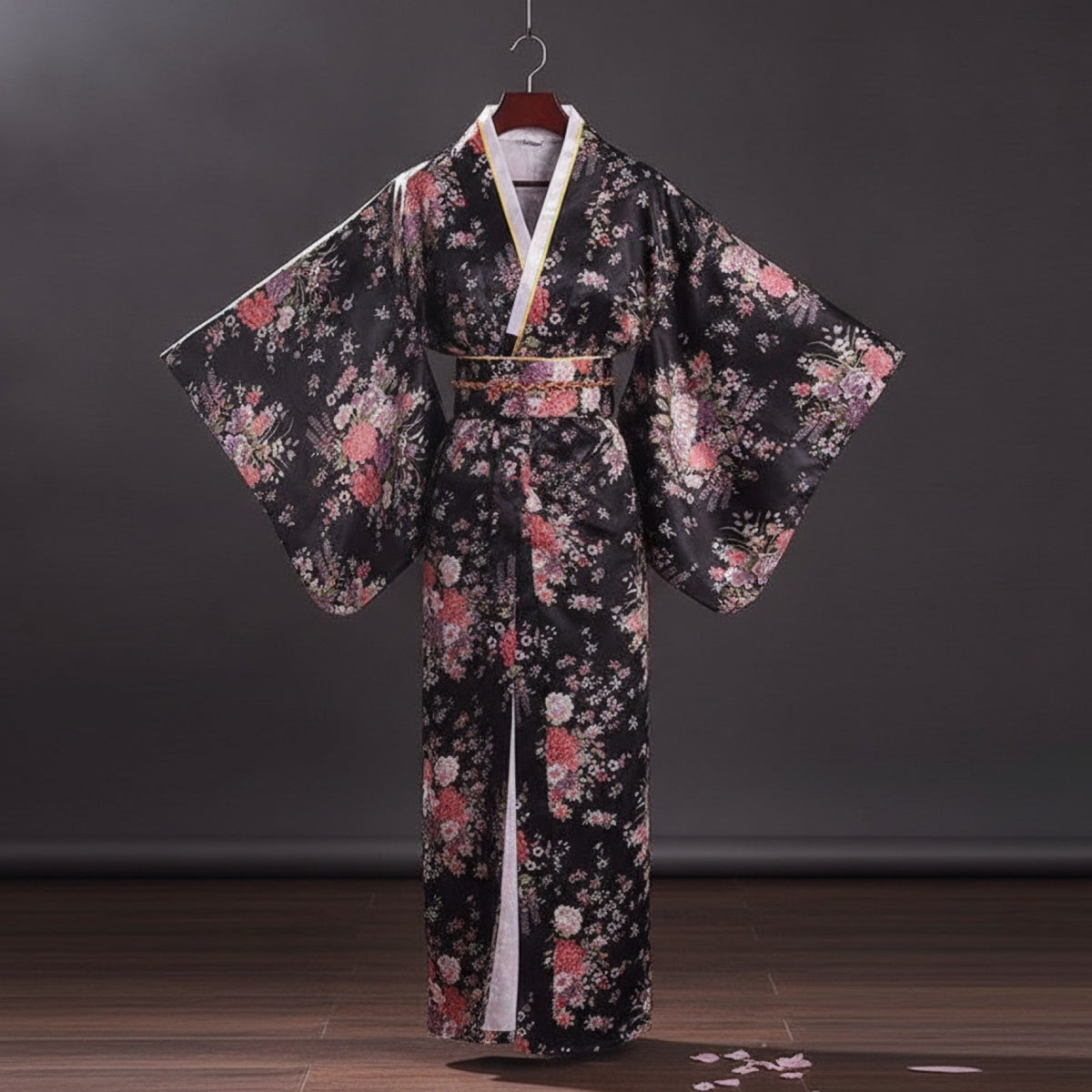 Kimono Femme Long Satiné Style Japonais Traditionnel - Taille Unique