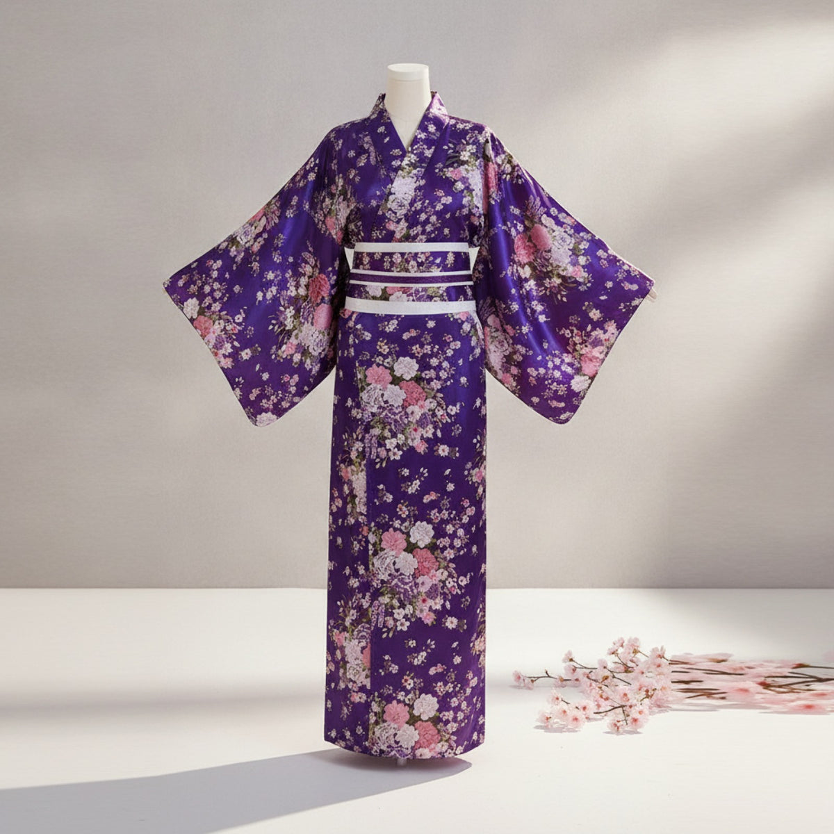 Kimono Femme Traditionnel Long en Coton et Polyester - Style Japonais