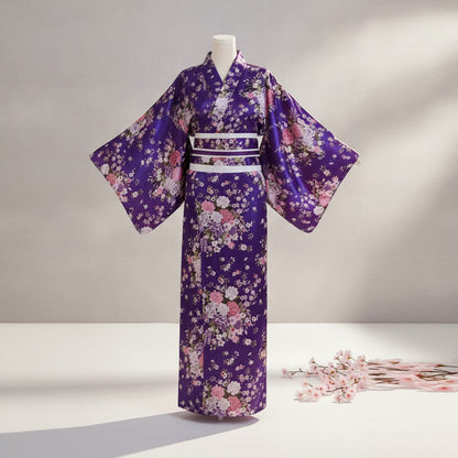 Kimono Femme Traditionnel Long en Coton et Polyester - Style Japonais