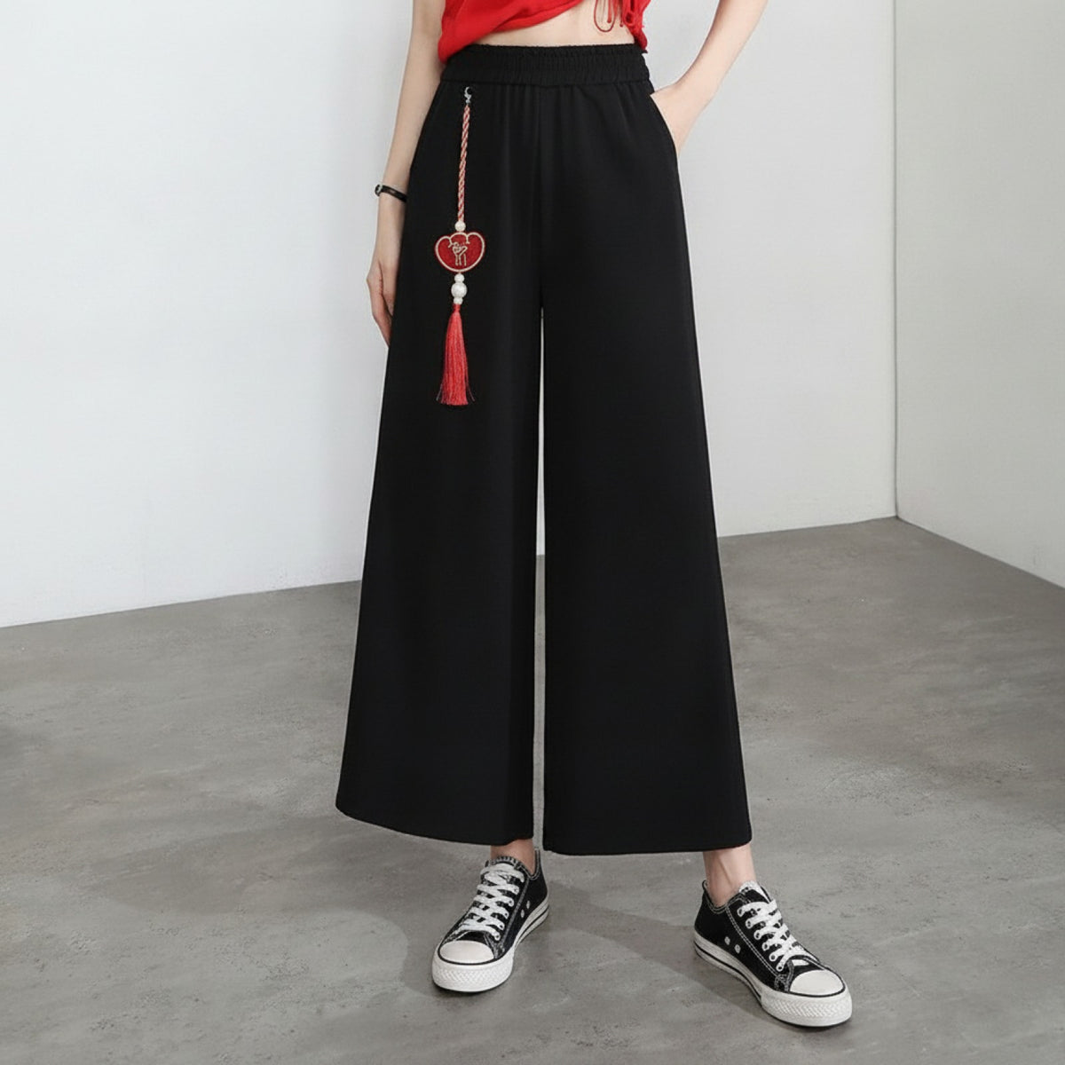 Pantalon Court Fluide Femme en Mousseline Tangslady